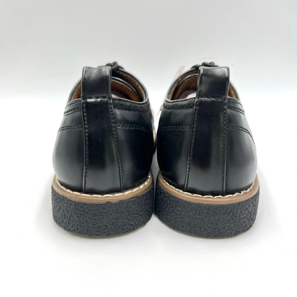Deer Stags Boys Size‎ 3.5 Black Faux Vegan Leather Oxford Derby Dress Shoes